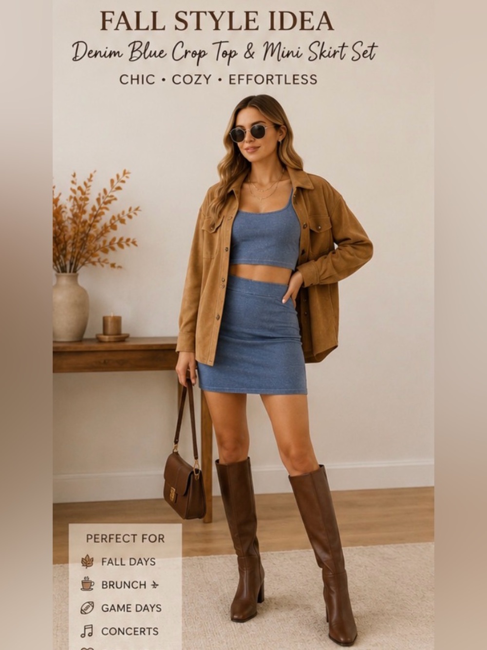 Susana Monaco Denim Blue Crop Top & Mini Skirt SET Small $255 Retail. *SET*